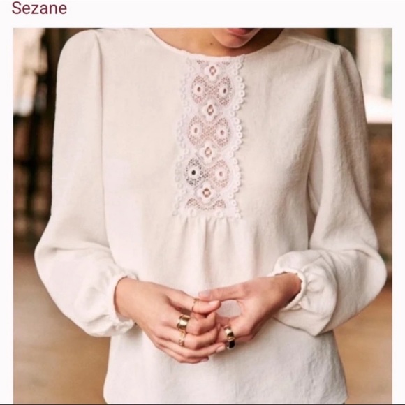 NWT Sezane Ivy Blouse In Ecru - Picture 4 of 14